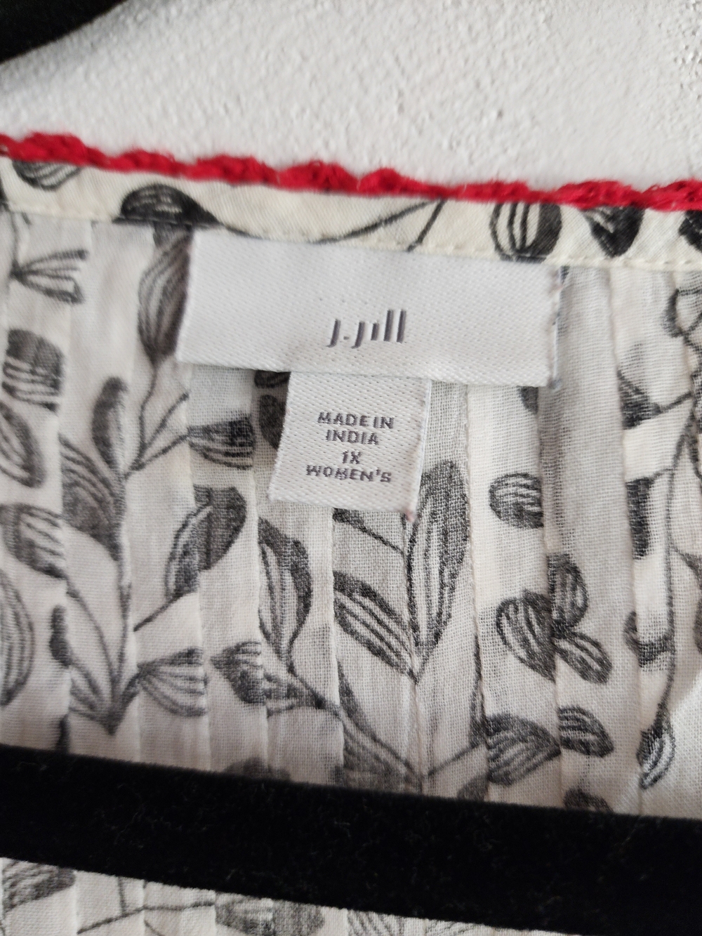 J. Jill White Peasant Blouse with Red Embroidery - Picture 2 of 3